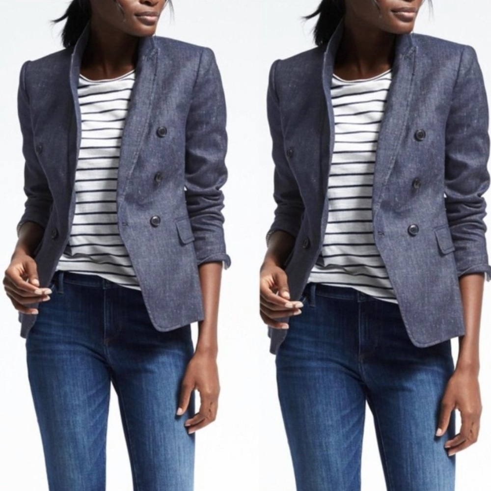 Banana Republic Indigo Double-Breasted Blazer